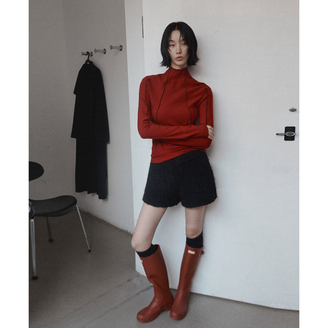Dame V-hals oversized pullover med struktureret mønster Stilla