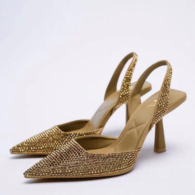 Dame Glamourøse Slingback-pumps med strassdekorationer Stilla