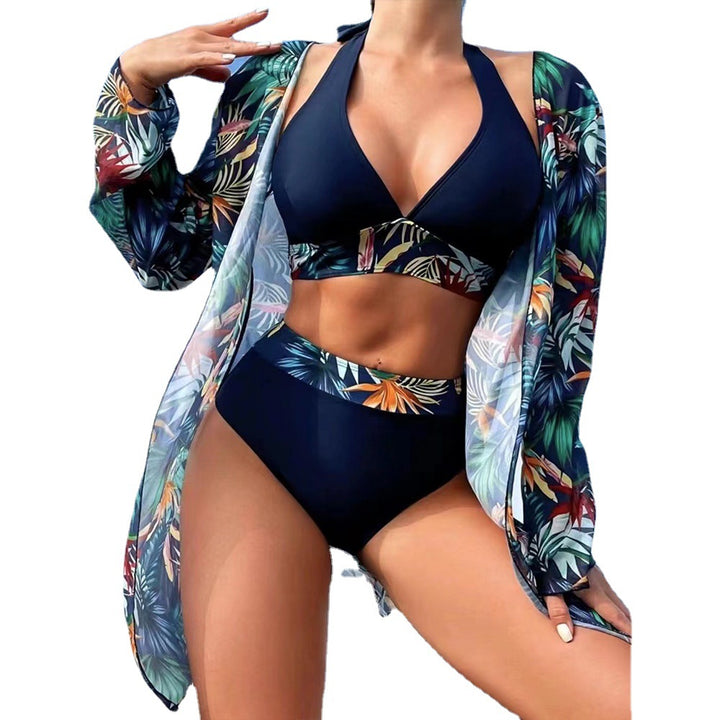 Damer bikini-sæt med floral overtræk og høj talje Stilla