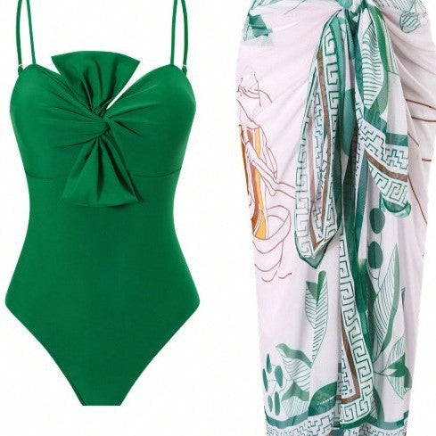 Dame badedragt med elegant omslags nederdel Stilla