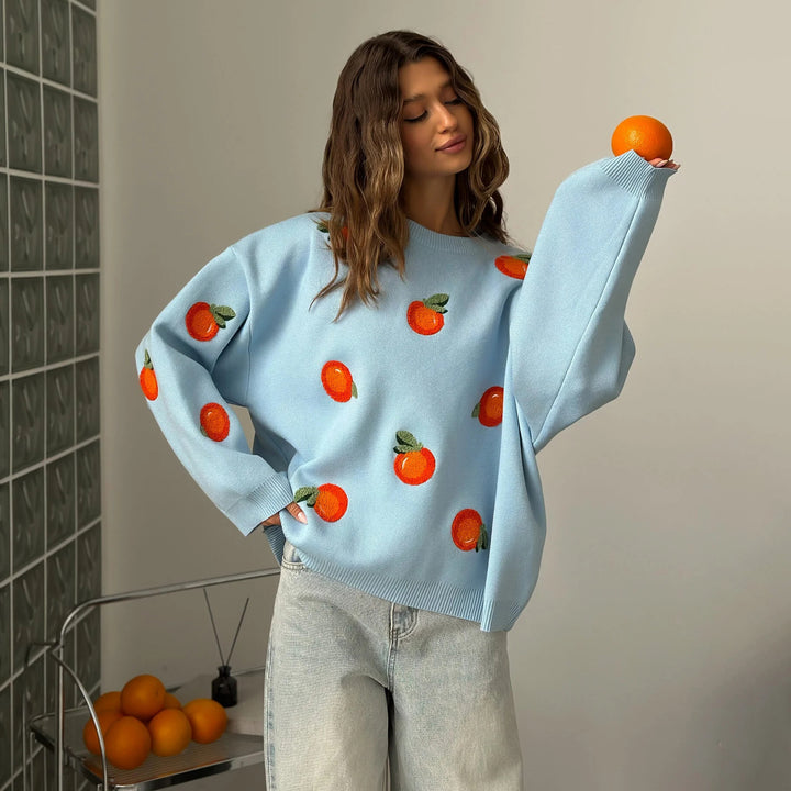 Kvinders Oversized Sweatshirt med Farverige Broderidetaljer Stilla