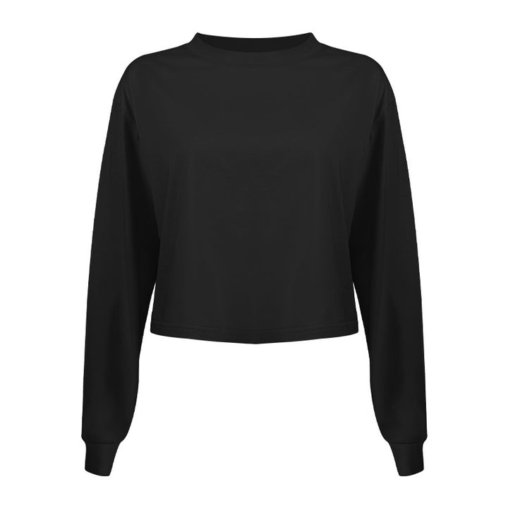 Dame afslappet cropped langærmet skjorte med løs pasform og blødt materiale Stilla