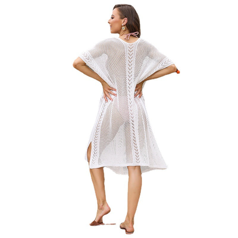 Dame Gennemsigtig Strandovergangskjole med luftig Maske Struktur Stilla
