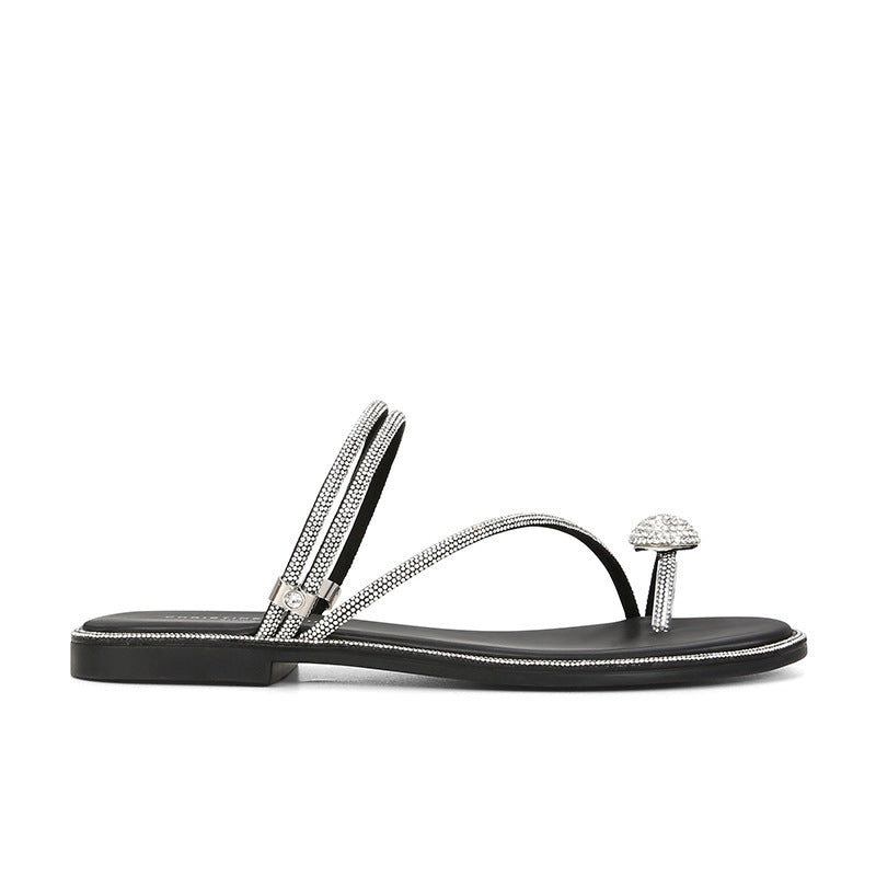 Damernes Elegante med Rhinsten-pyntede Rutsch-sandaler Stilla