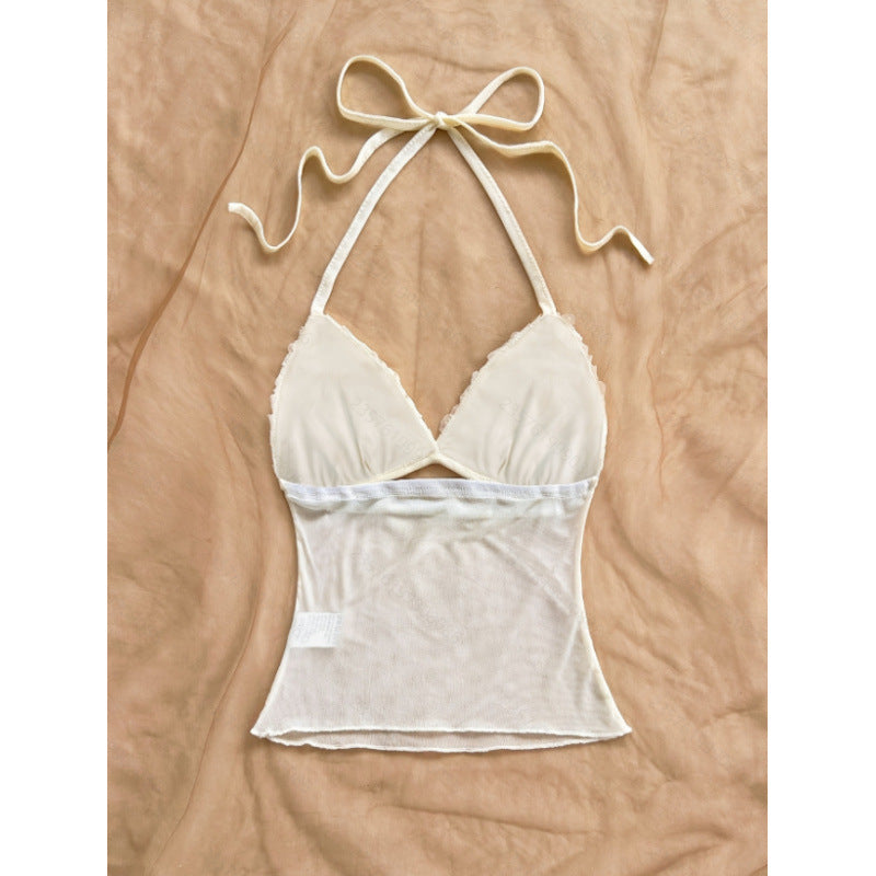 Dame Crop-top med ruffles detaljer og let stof Skovae