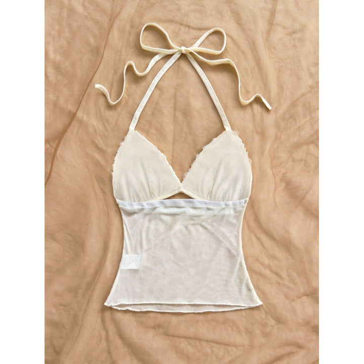 Dame Crop-top med ruffles detaljer og let stof Skovae