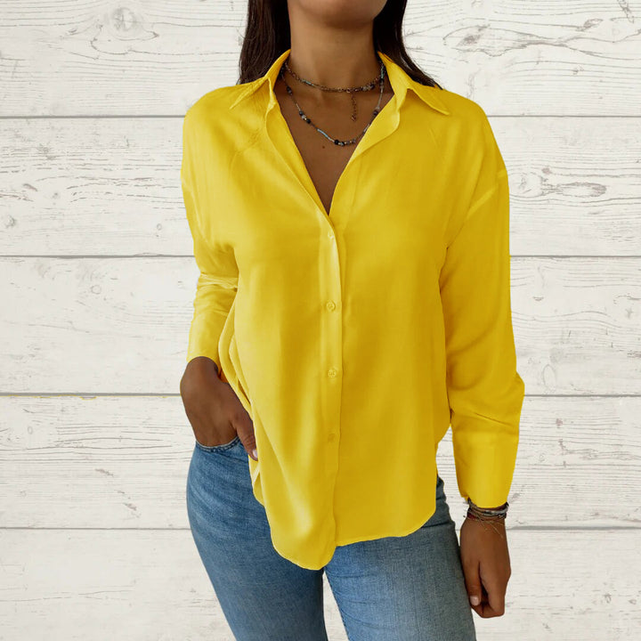 Damer elegant langærmet bluse med fint stof og feminine detaljer Stilla