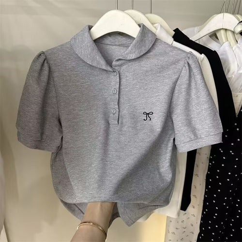 Dame Kortærmet Polo-Shirt med stilfulde Puffærmer Stilla