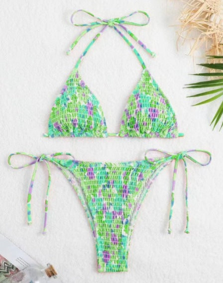 Dame Triangel-Bikini-Sæt med justerbare bindebånd og elastisk stof Stilla