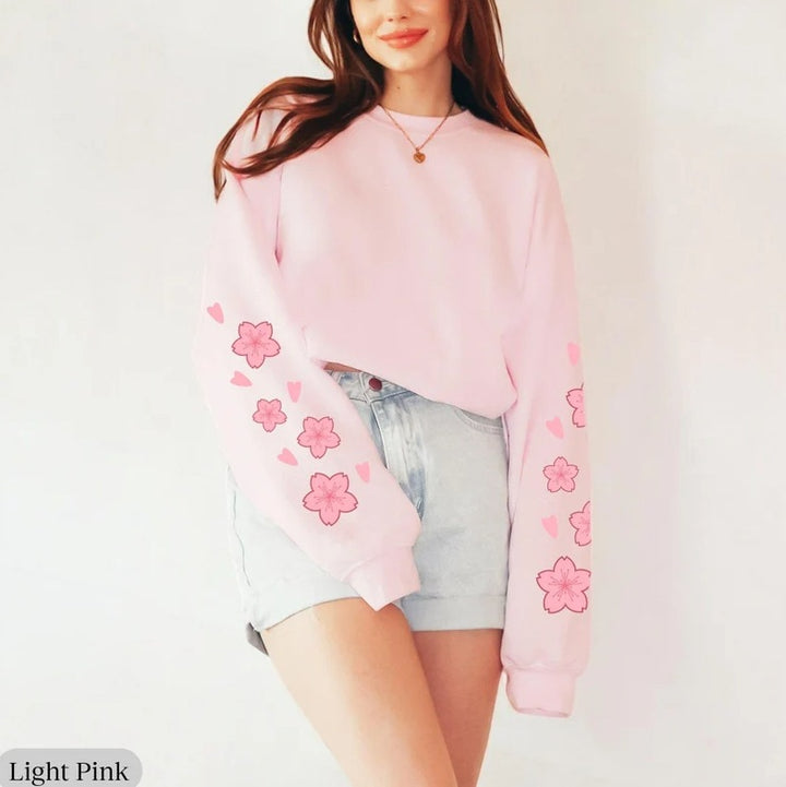Dame sweatshirt med blomstermotiv og rummelige ærmer Stilla