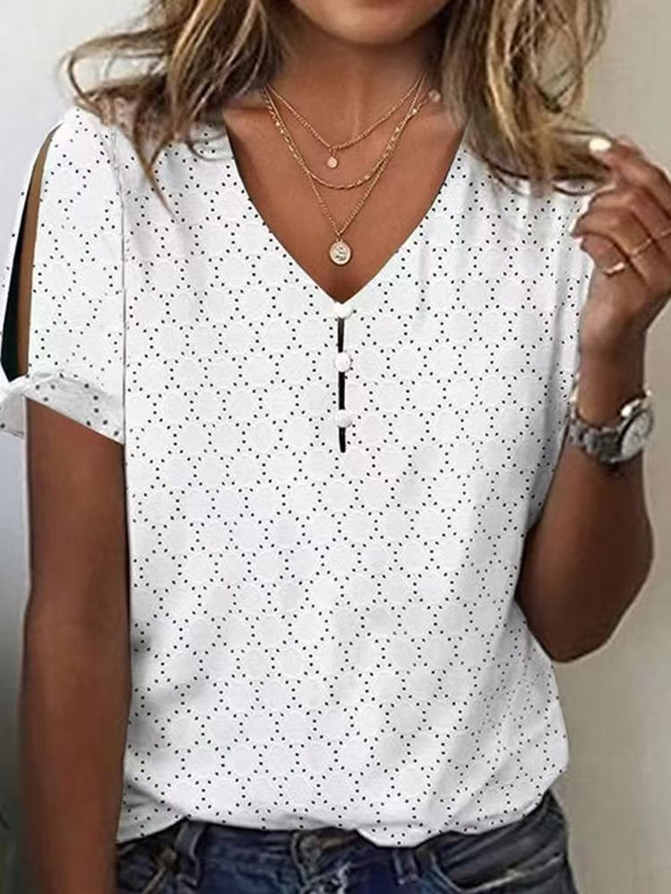 Dame Glitrende V-Pullover Bluse Skovae