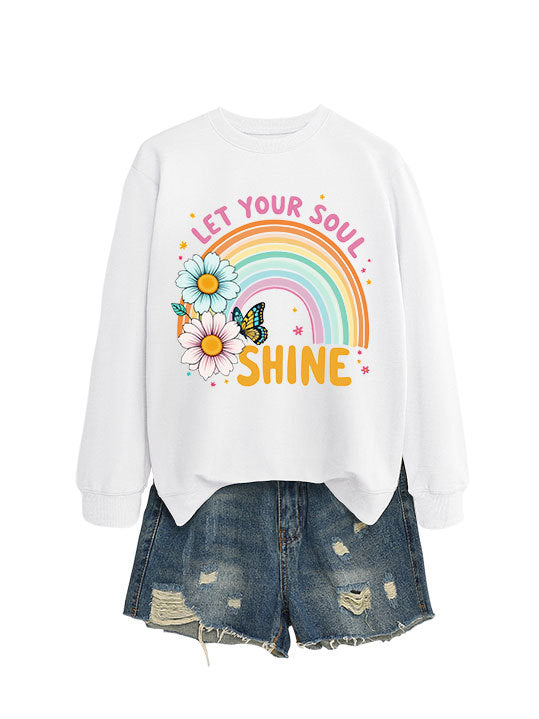 Kvinders sweatshirt med farverig gradient og blomster grafisk design Stilla
