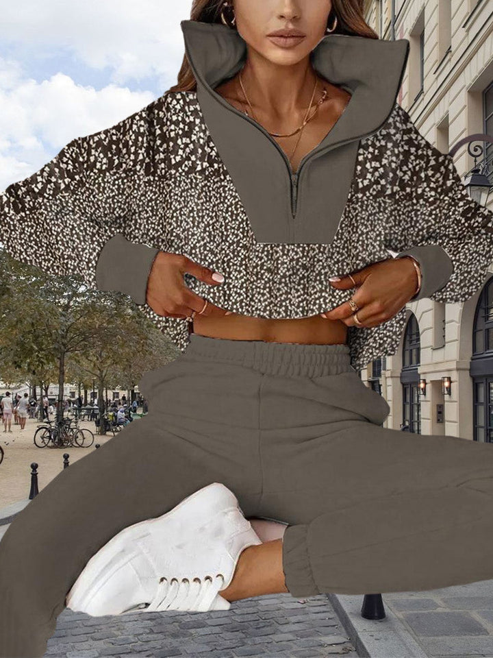 Dame sporty fritids sæt med dekorativ krave og moderne design Stilla