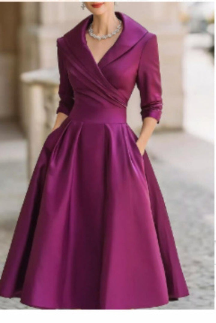 Kvinder elegant omslag kjole med peplum og praktiske lommer Stilla