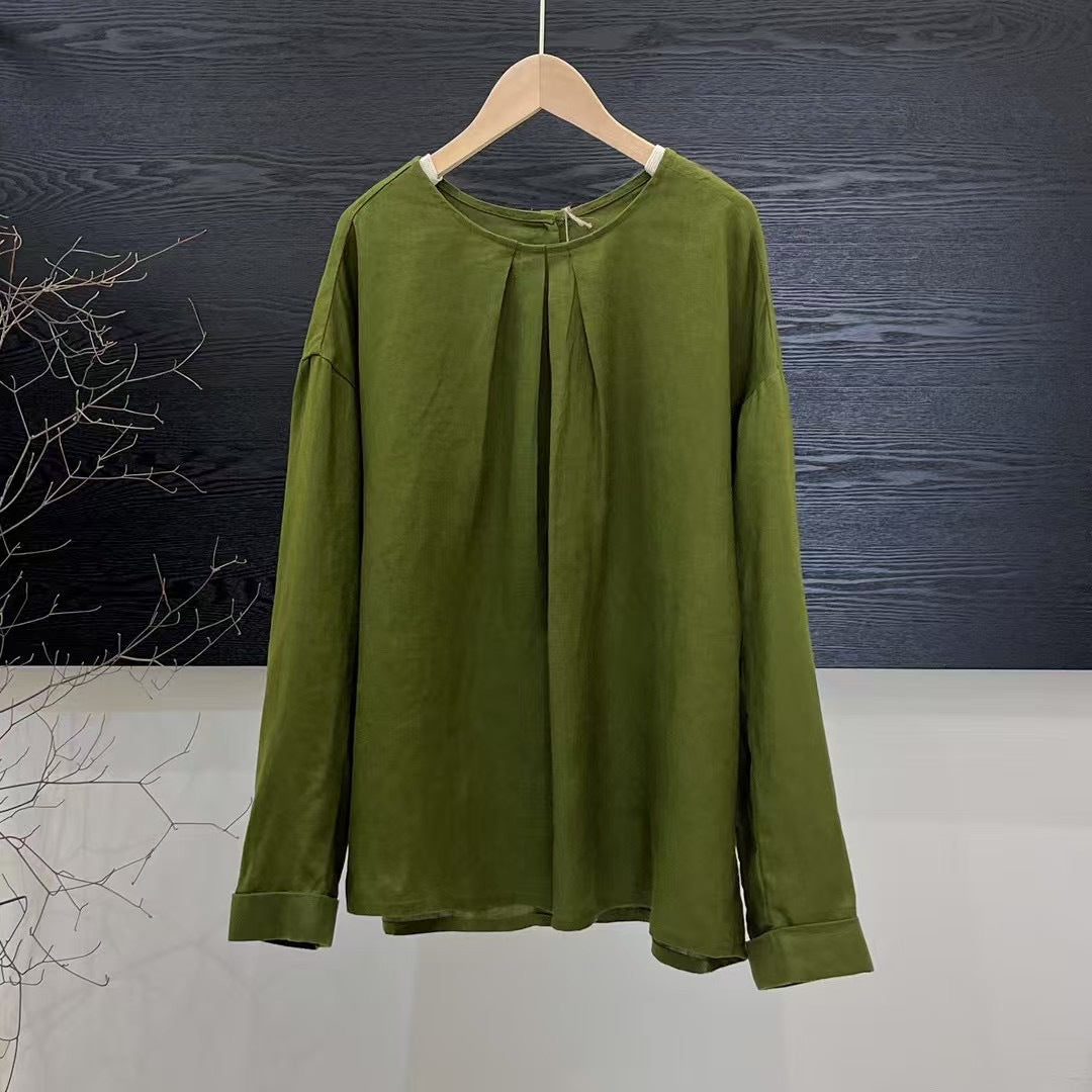 Femme Relaxed Fit Langærmet Plisseret Top Stilla