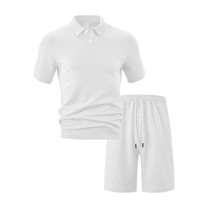 Herre Polo-Shorts-Sæt lavet af åndbart strukturmateriale med moderne design Stilla