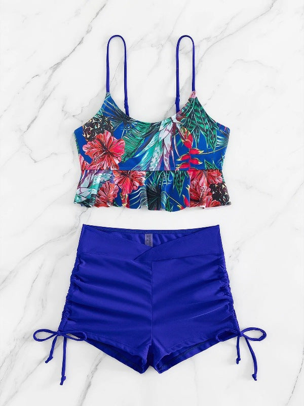 Dame Flared Hem Floral Tankini Sæt Stilla