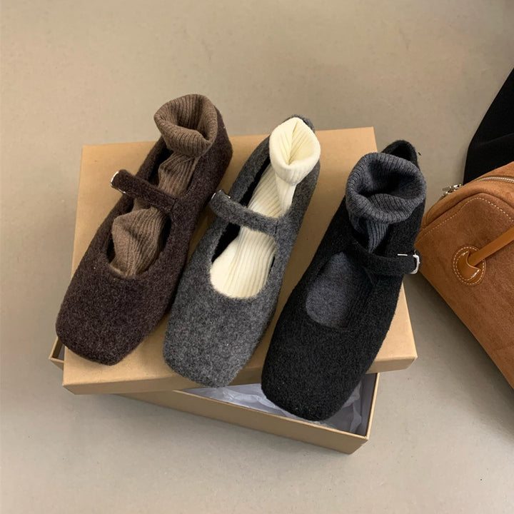 Femme Casual Mary Jane Flats med blødt filtstof Stilla