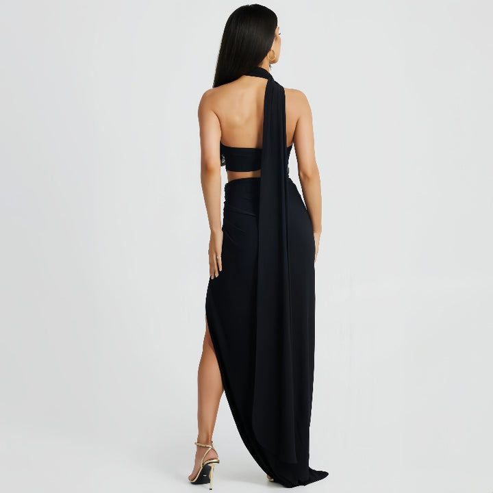 Dame Elegant Maxi-kjole med asymmetrisk snit og forførende benudskæring Stilla