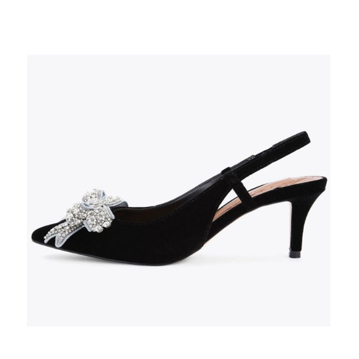 Dame spidse tå Slingback pumps med krystal sløjfeaccent Stilla