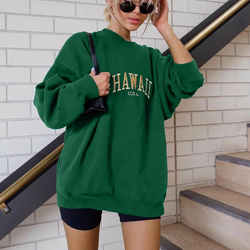 Dame Oversized Sweatshirt med Statement-Print Stilla