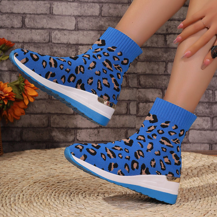 Dame Sneakers med elastisk skaft og trendy leopardmønster Stilla