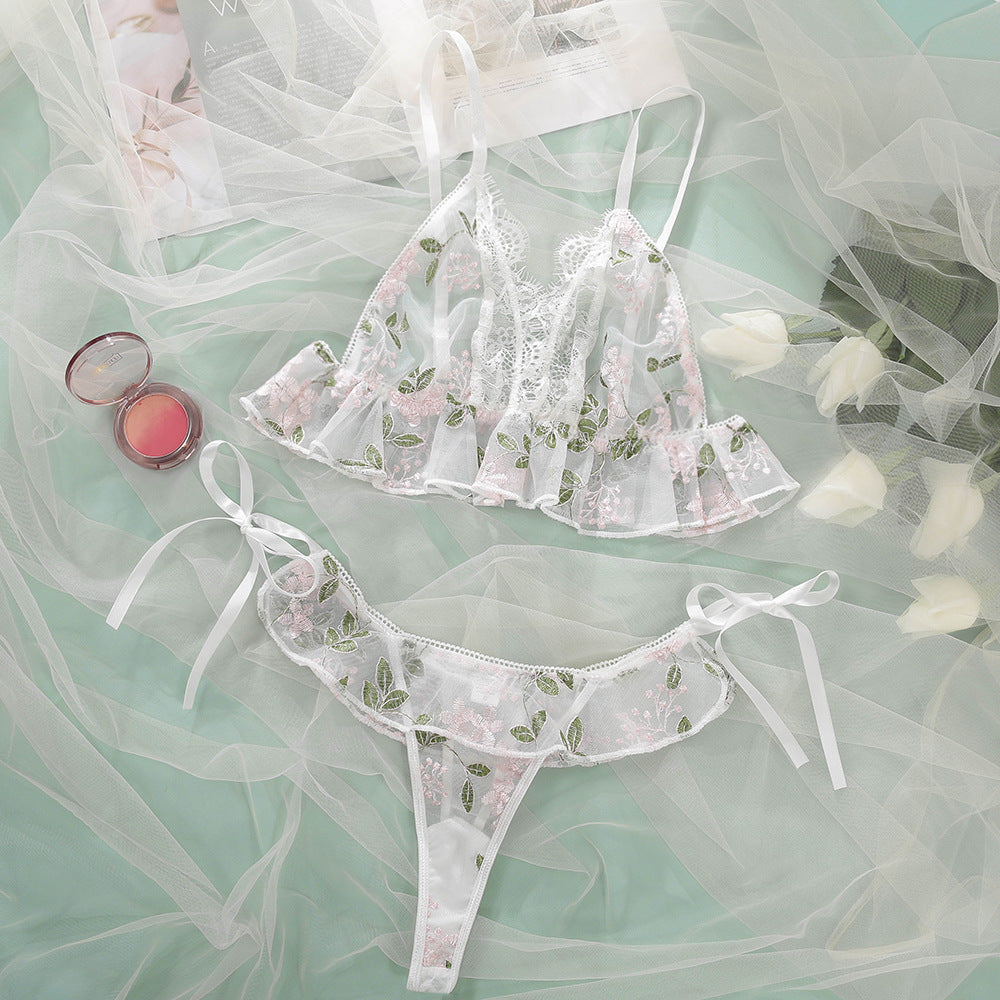 Dame Floral Broderet Lingeri-Sæt Stilla 1752573109