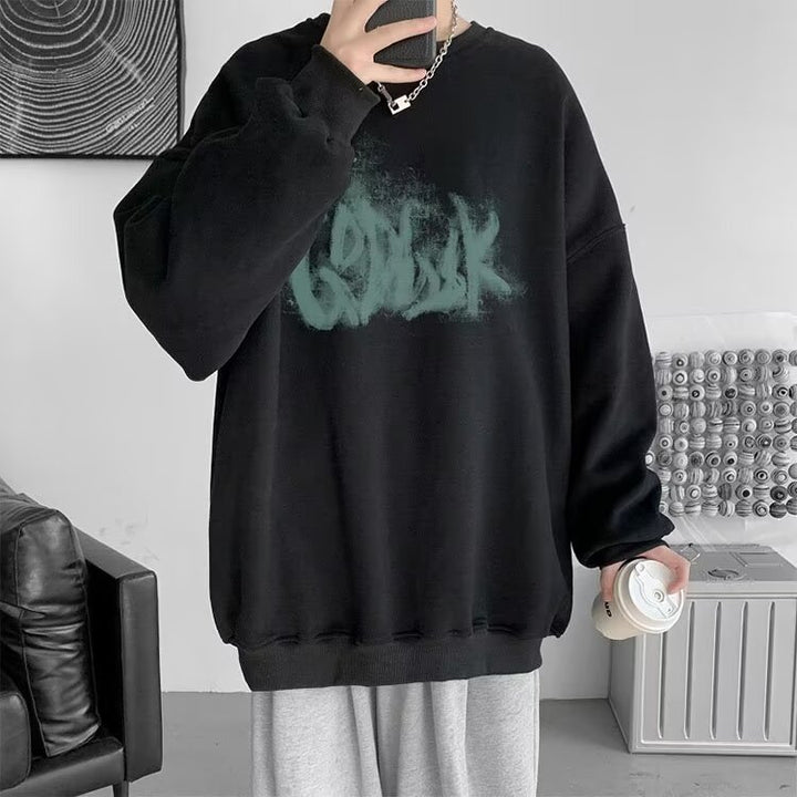 Herrer afslappet oversize sweatshirt med kreativ grafisk design Stilla