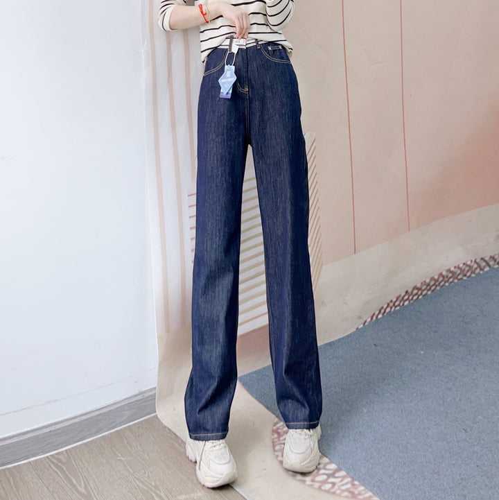 Dame Bredskårne High-Waist Jeans med struktureret denim og elegant look Stilla