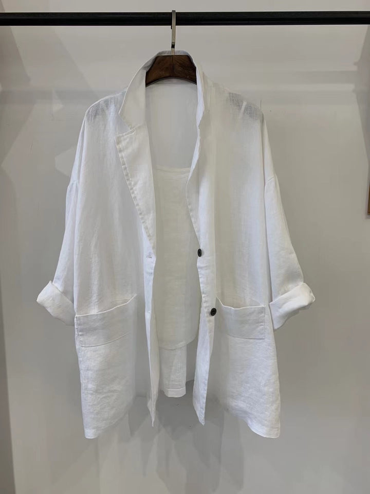 Dame Relaxed Fit Stribet Linned Blazer Stilla