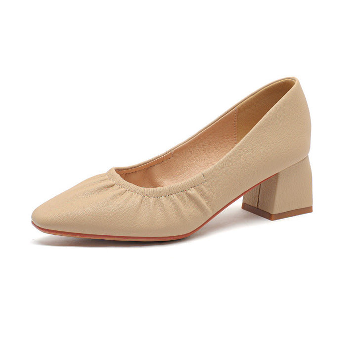 Kvinder elegante spids Chunky-hæl-pumps med rynke detaljer Stilla