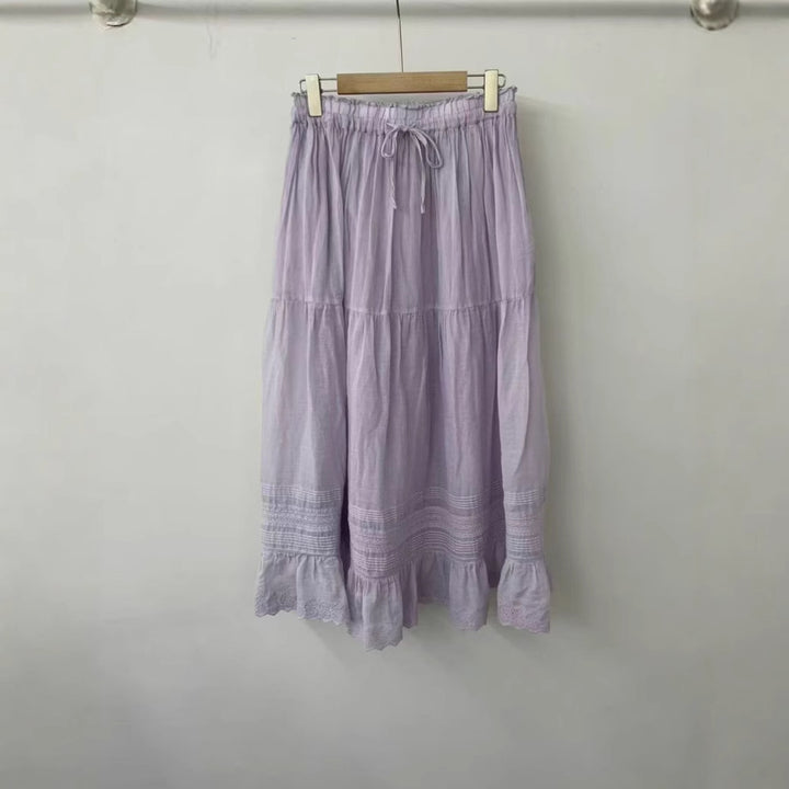 Femme Enlagsidet Spidsbesat Maxi-Nederdel Stilla