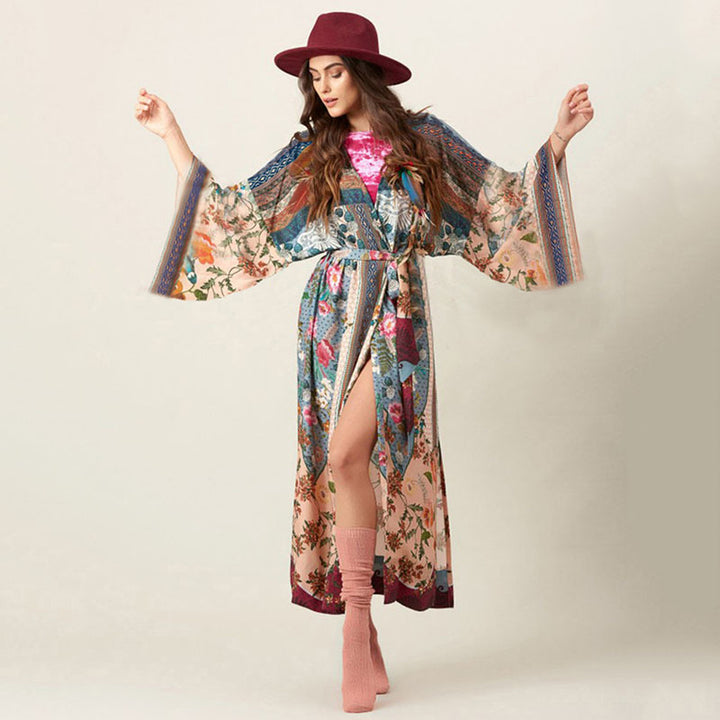 Dame Kimono-Style Morgenkåbe Stilla