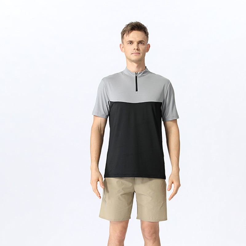 Herren funktions T-Shirt med kort lynlås og åndbart materialeteknologi Stilla