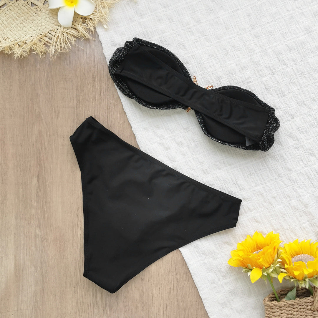 Dame Bikini Sæt med skinnende top og komfortable bund Stilla