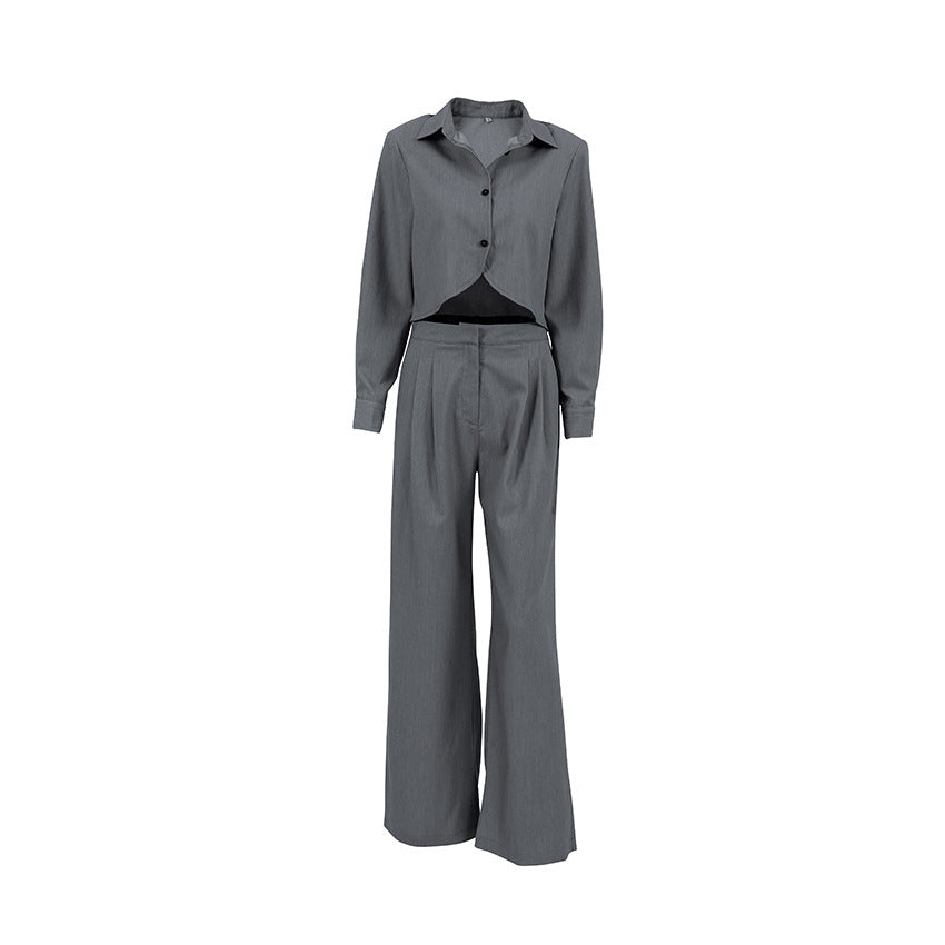 Dame afslappet sæt bestående af cropped bluse og vidt skårne palazzo-bukser Stilla