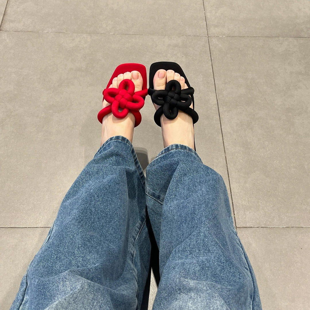 Dame Plush Sløjfe-Accent Slide Sandaler Stilla