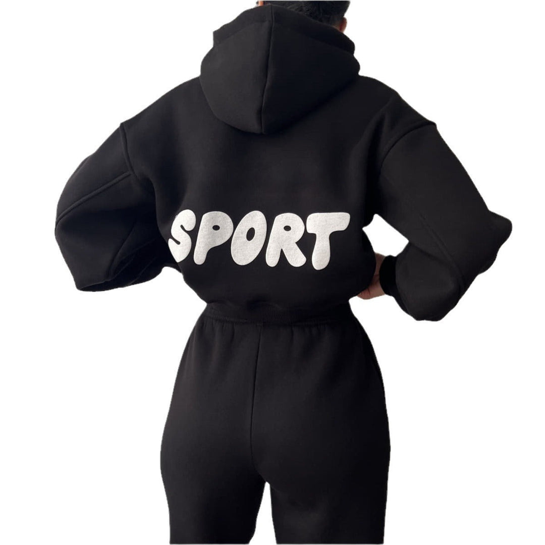 Stilla | Trendy Hættetrøje Print Sports To-delt Sæt