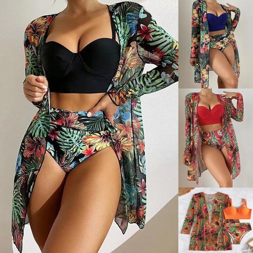 Femme Floral Print Badedragt og Bikini Sæt Stilla