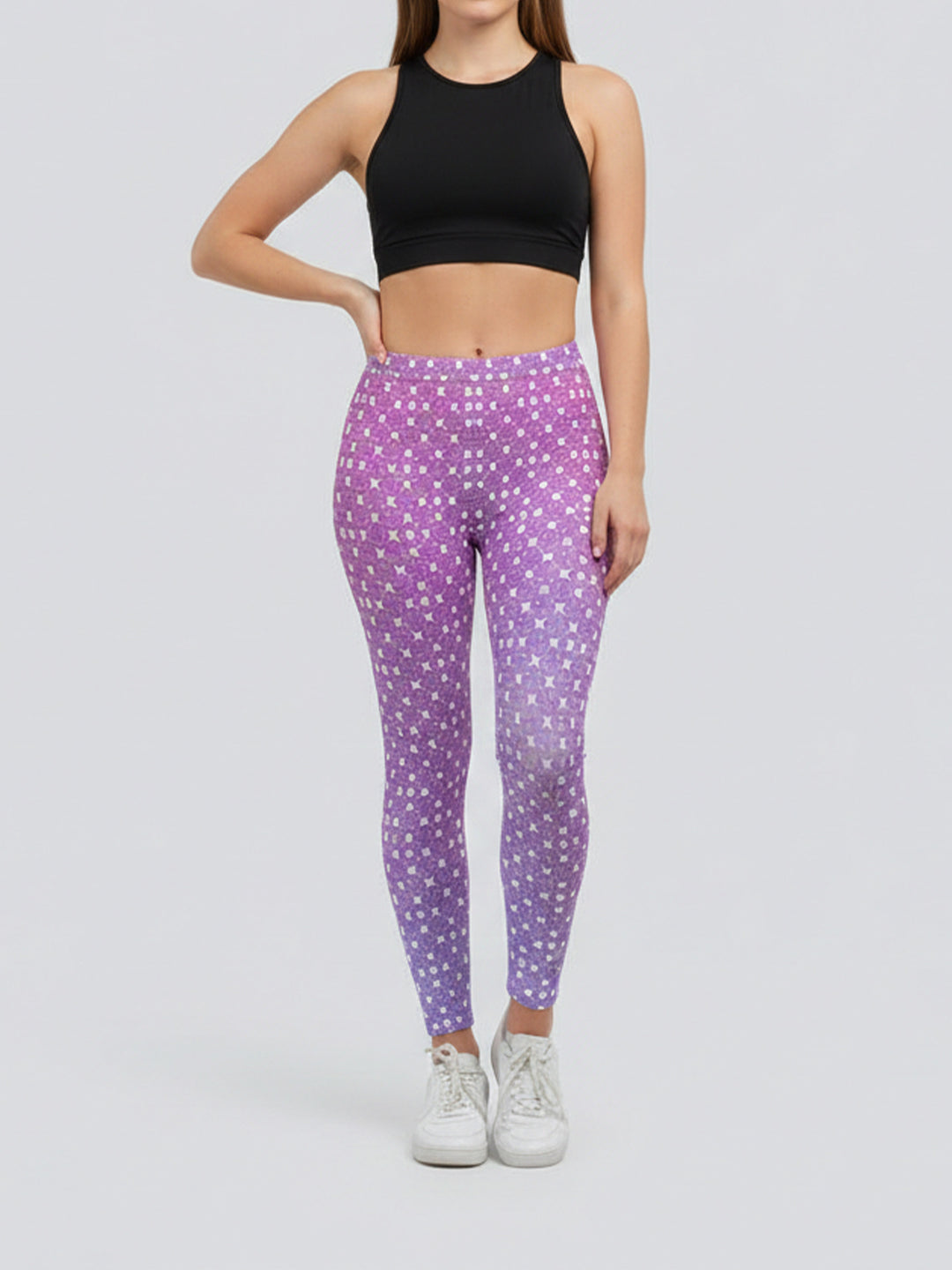 Dame sportleggings med stilrent stjernedesign og høj talje Skovae