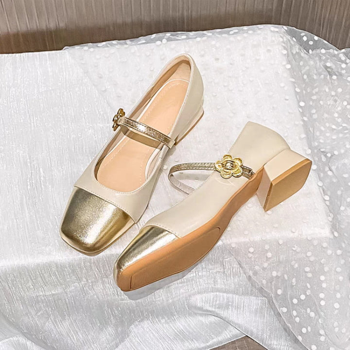 Dame elegante Ballerinas med modebånd og blank metalakcent Stilla