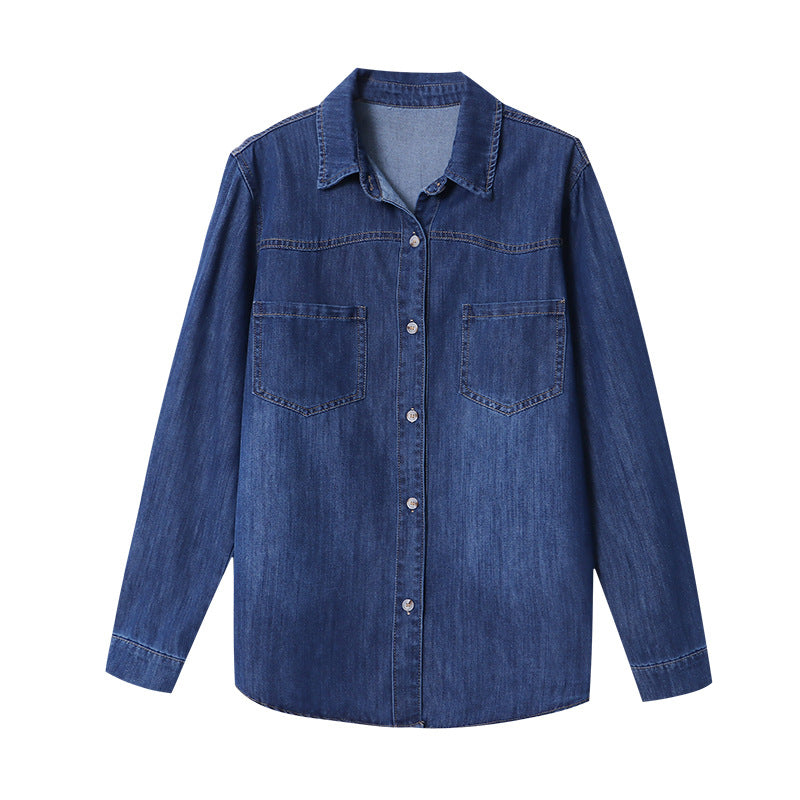 Damer denim skjorte med afslappet snit og praktiske brystlommer Stilla