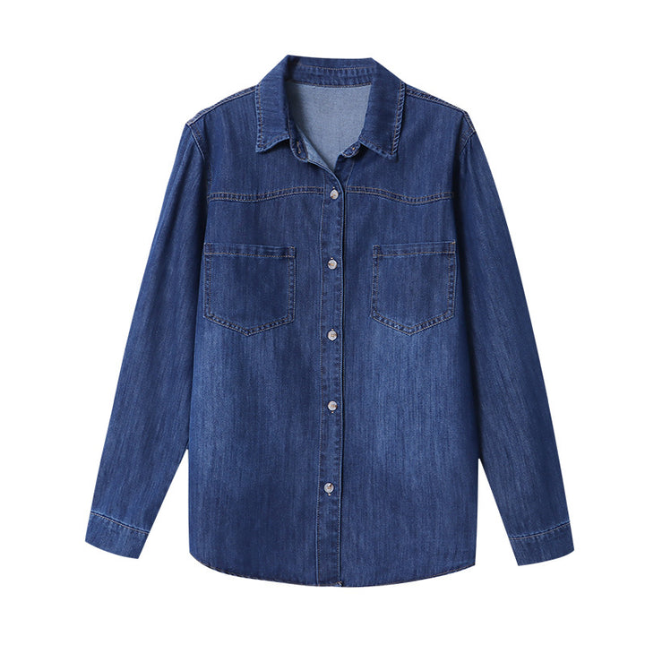 Damer denim skjorte med afslappet snit og praktiske brystlommer Stilla