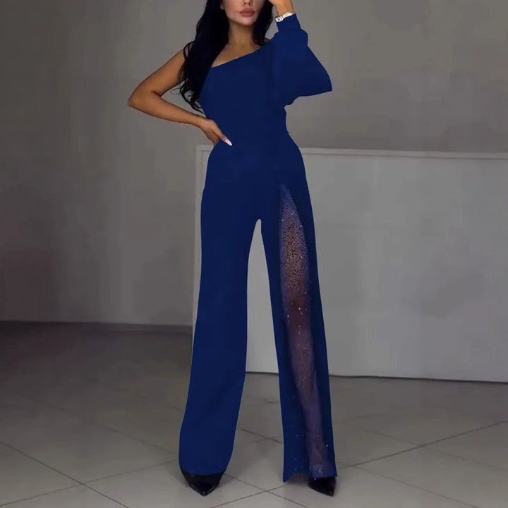 Dame elegant jumpsuit med gennemsigtig side og funkende detaljer Stiila