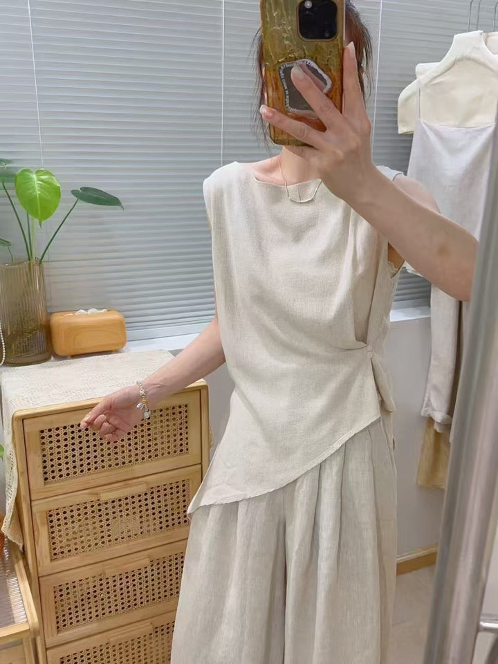 Femme Asymmetrisk Design Top Stilla