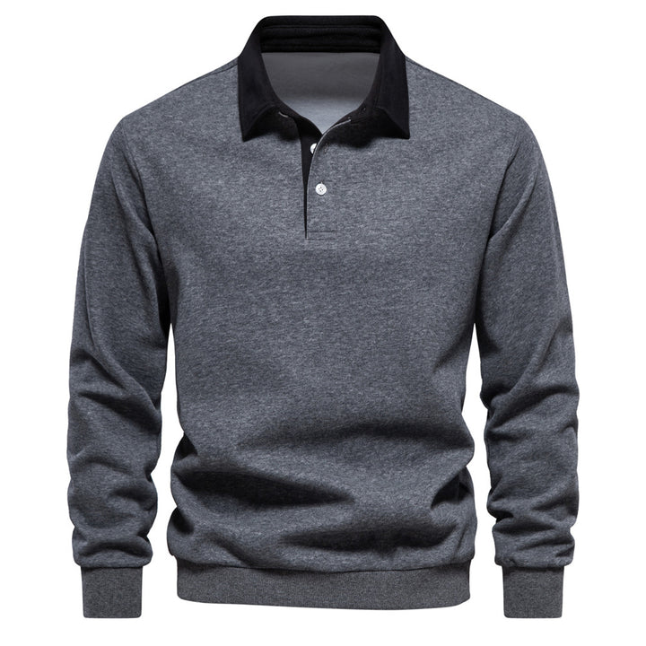 Herrer Langærmet Poloshirt med elegant krave og blød bomuldsblanding Stilla