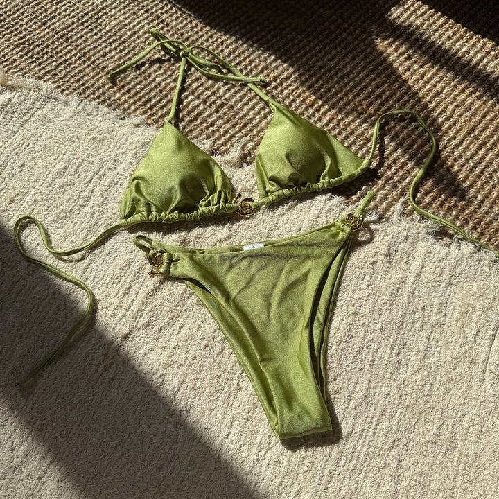 Dame Bikini-sæt med glamorøs guld-detalje og justerbare stropper Stilla