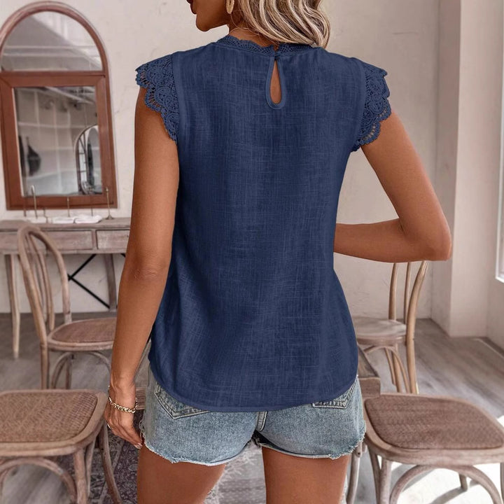 Dame Blusenshirt med dekorative spidsdetaljer Stilla