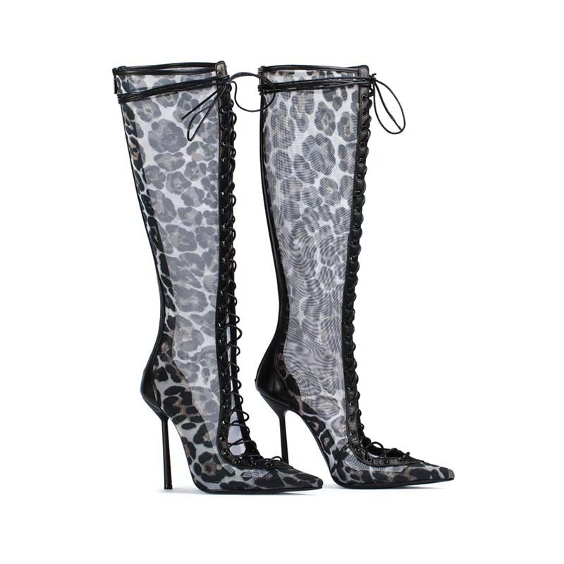 Femme Snørre-Stiletto Over-the-Knee Støvler Stilla