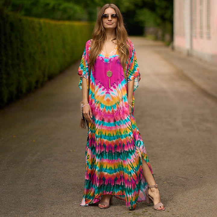 Dame Maxikjole i modern batikdesign Stilla
